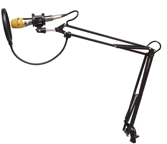 

NB-35 Microphone Extendable Suspension Arm Stand Clip Holder +Table Mounting Clamp Pop Filter Windscreen Mask Shield Clip Kit