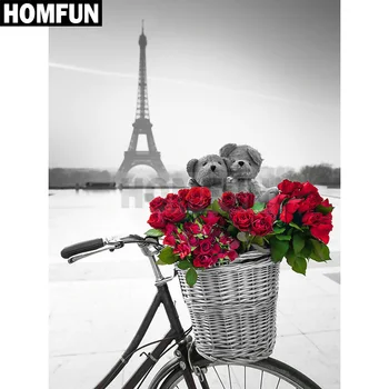 

HOMFUN Full Square/Round Drill 5D DIY Diamond Painting "Rose Flower & Tower" 3D Embroidery Cross Stitch 5D Decor Gift A00443