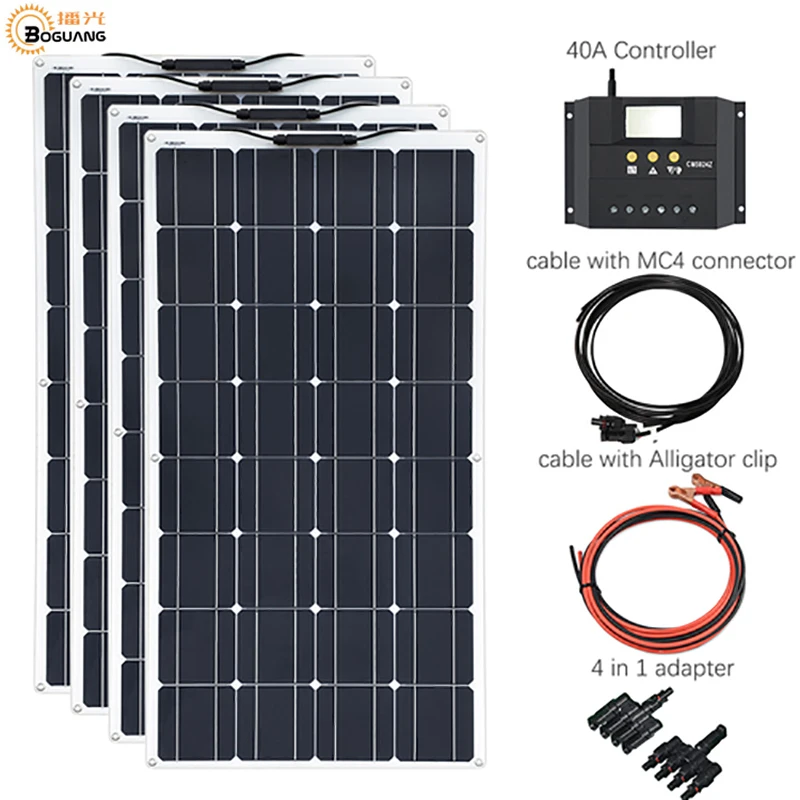 4*100 Вт Гибкая солнечная панель s 100 Вт Солнечный модуль зарядное устройство для RV/лодки 400 Вт солнечная панель контроллер питания системы