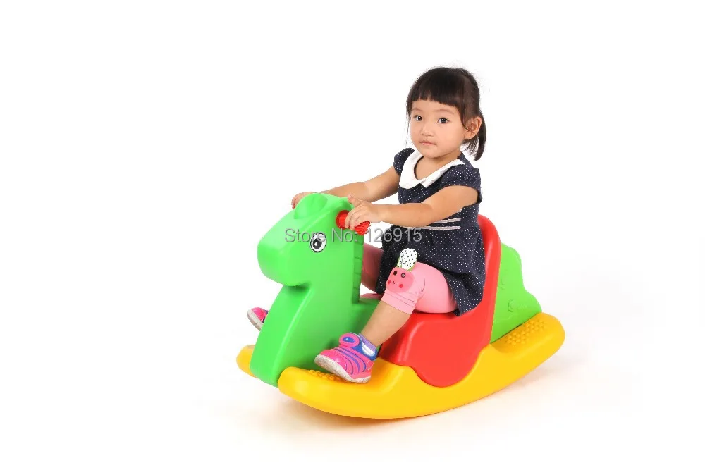 Indoor kids plastic rocking horse playground riding animal toys for