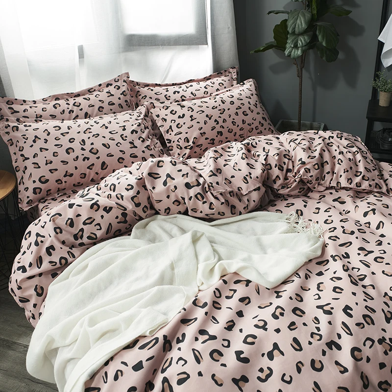 Комплекты постельного белья леопардовой расцветки для девочек, для детей и подростков, постельное белье для взрослых, пододеяльник, простыни для безбортовой кровати