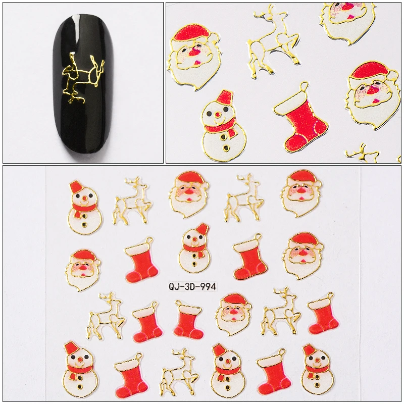 Новогодние Слайдеры для ногтей, рождественские наклейки для дизайна ногтей, милые наклейки s для ногтей, сделай сам, маникюрные декоративные наконечники, 1 шт - Цвет: K3100