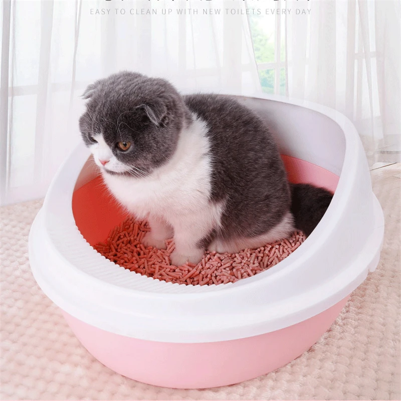 Горшок для кошачьего туалета, антиразбрызгивающийся пластиковый Туалет, очень большой полузакрытый песочный горшок, маленький горшок для кошек, товары для кошек, полный набор