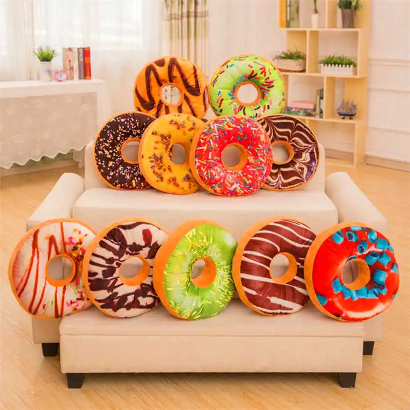 Soft Plush Pillow Stuffed Seat Pad Sweet Donut Foods Cushion Cover Case Toys High quality Plush stuffed with PP cotton #3o10#f (15)