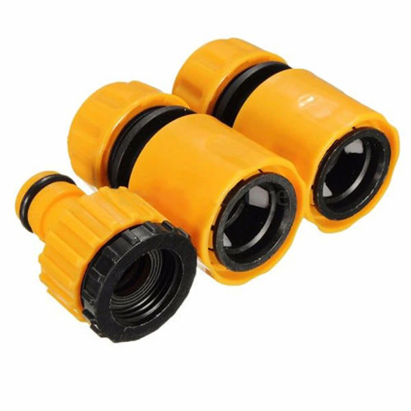 

3Pcs 1/2 3/4 Hose Pipe Fitting Kit Quick Garden Water Connector Adaptor Yellow
