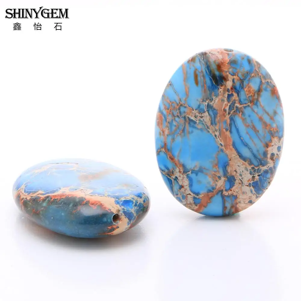 

ShinyGem 8*10mm Oval Beads Blue Sea Sediment Jaspers Gem Stone Loose Beads Natural Stone Beads For DIY Jewelry Making 20pcs/Lot