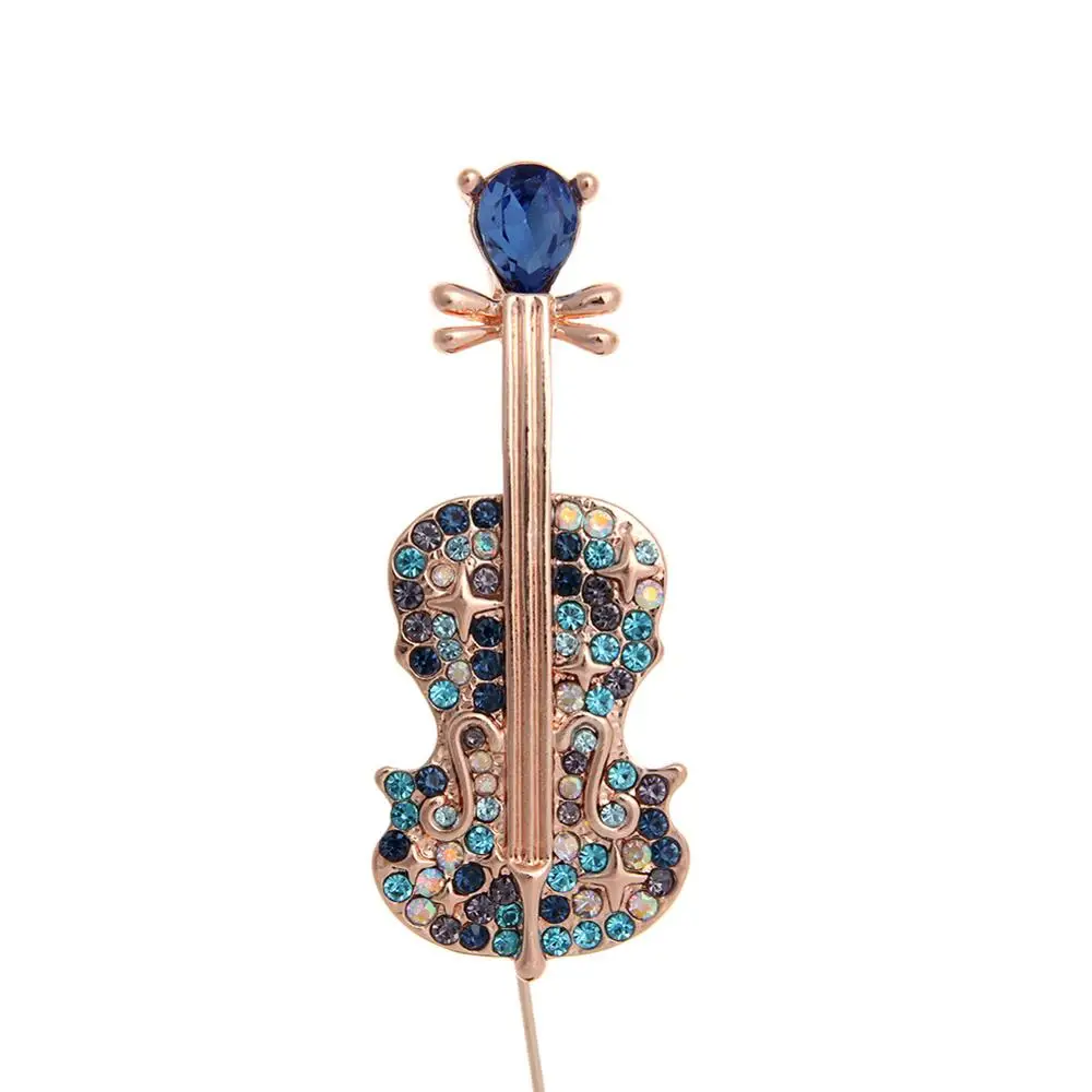 JUJIE модные броши «Скрипка» Для женщин хрустальные инструменты брошка на лацканы булавки Femme ювелирные изделия Прямая поставка - Окраска металла: B227-C