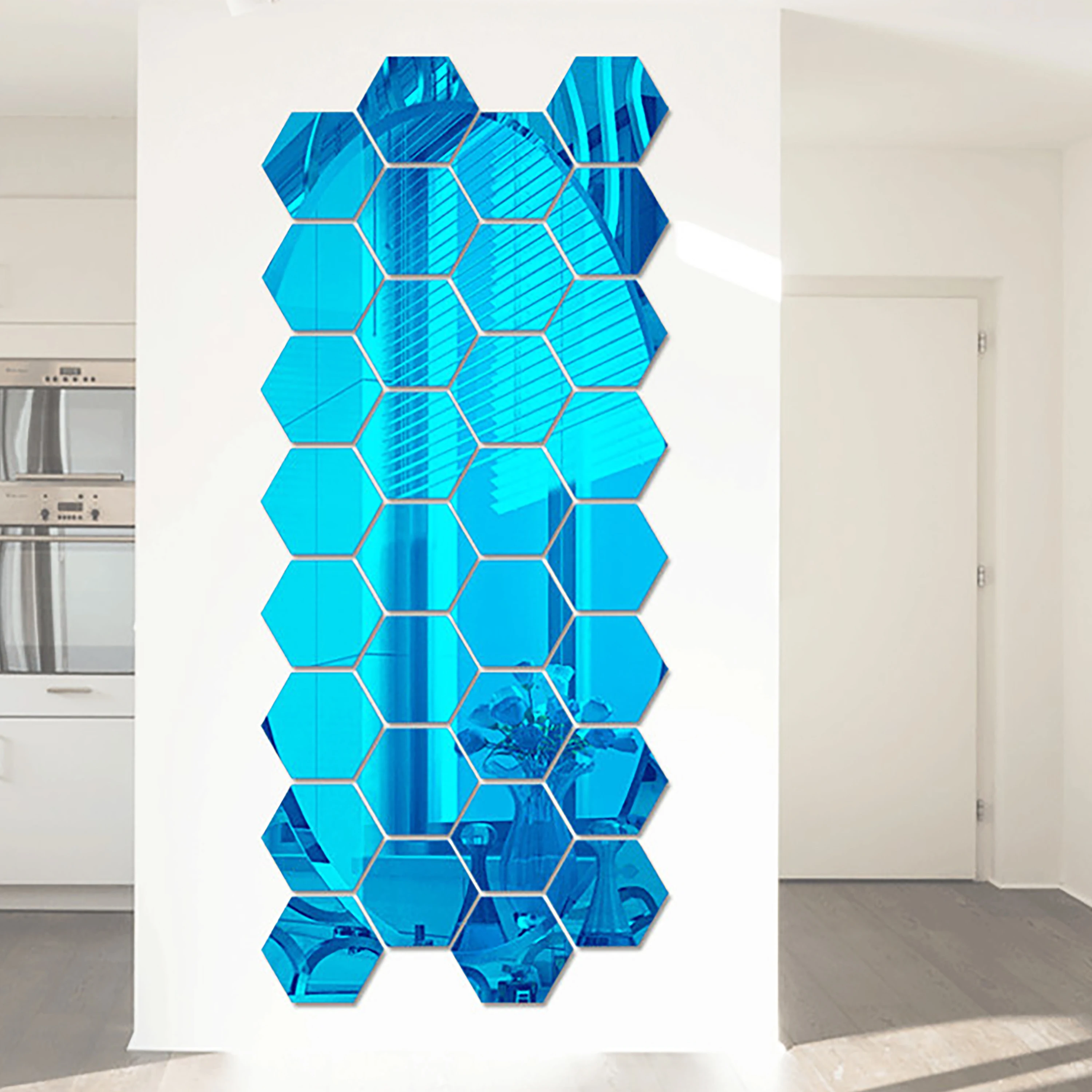 

Large 3D Hexagon Acrylic Mirror Wall Stickers DIY Art Wall Decor Stickers Living Room Mirrored Sticker Home Decor