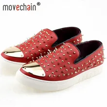 Movechain/мужские лоферы с заклепками и круглым носком; Мужские модельные туфли из натуральной кожи; zapatillas zapatos hombre sapatos homens; повседневная обувь