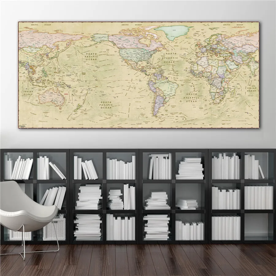 Decantworldus Comdecantus Vintage World Map Retro Wall Sticker Printed On Canvas Art Home Decor Bar Pub Cafe Poster | Дом и сад
