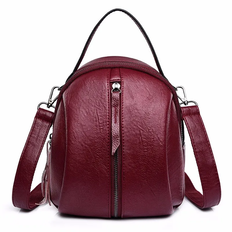 Маленькие кожаные рюкзаки для девочек Mochila Feminina, женские рюкзаки высокого качества, рюкзаки для девочек, винтажные женские рюкзаки - Цвет: winered