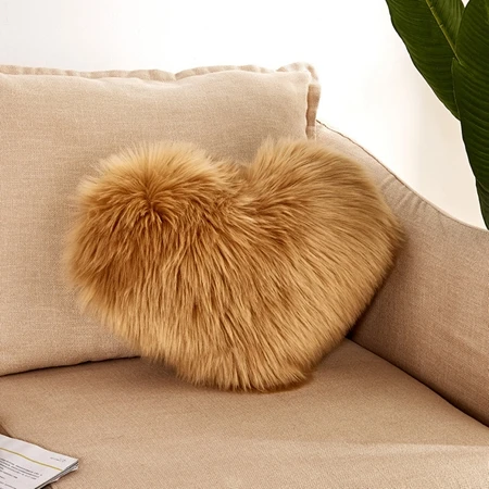 Fluffy Soft Plush Throw Pillow Covers Sofa Car Decor Shaggy Cushion Cover Heart Shaped Faux Wool Fur Decorative Pillows Case - Цвет: Cushion cover11