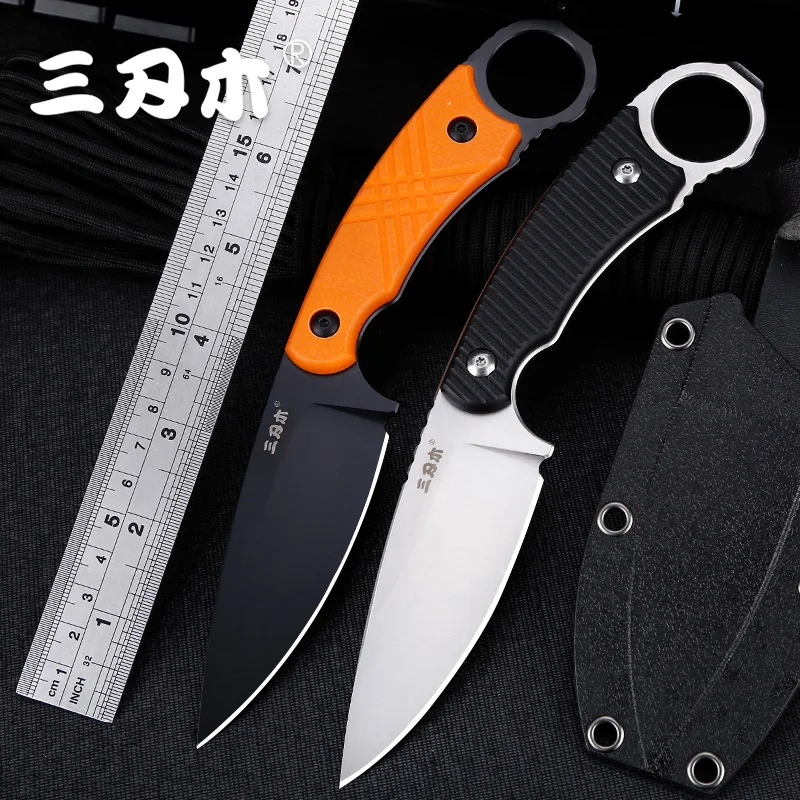 Дешевый Sanrenmu S768 фиксированным лезвием Ножи 12C27 лезвие Полный Тан дизайн с K оболочка Открытый джунгли инструмент выживания охотничий нож