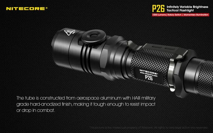 NITECORE P26 1000LM светодиодный бесступенчатого регулирования Яркость тактический фонарь поворотный переключатель охотничий фонарь с 18650 Батарея