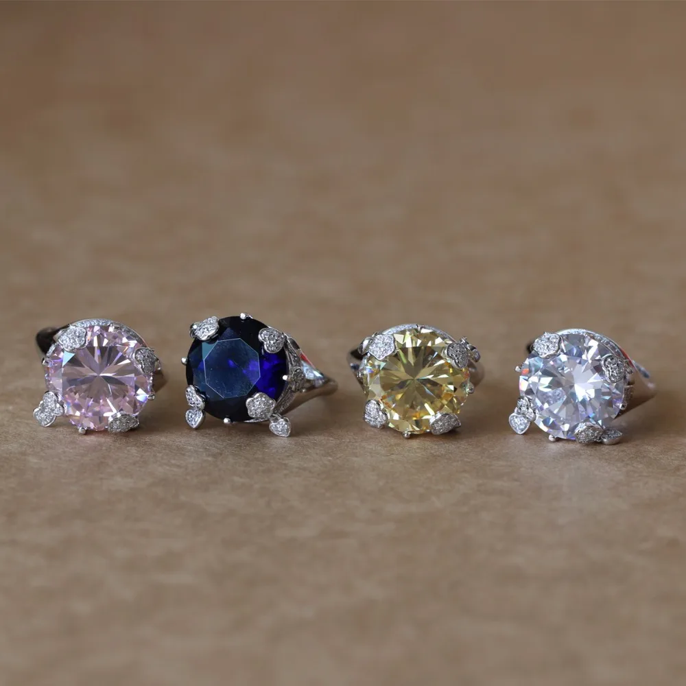 

Модное женское кольцо с крупными камнями для девушек и женщин ювелирные изделия с украшением в виде кристаллов модный HollowHeart Корона невесты Свадебные обручальные кольца вечерние кольца 925 стерлингового серебра