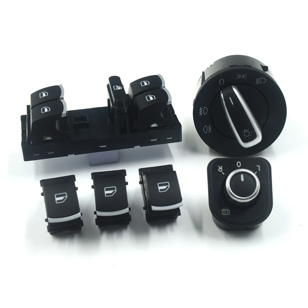 

Chrome Power Window Rear Side Mirror Headlight Fog Control Switch For VW Jetta Golf 5 6 Golf GTI Tiguan Passat B6 CC 6 PCS / Set