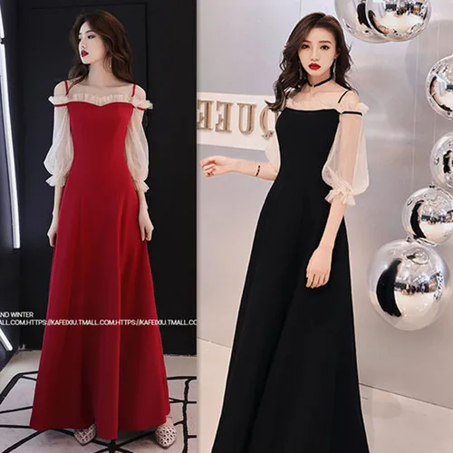 

Temperament Spring Princess Women Dress Three Quarter Lantern Sleeve Floor-length Vestido Slash Neck Off Shoulder Dresses