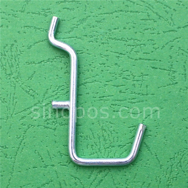 Steel Locking Peg Hook Curved, pegboard secure J hook metal peg board