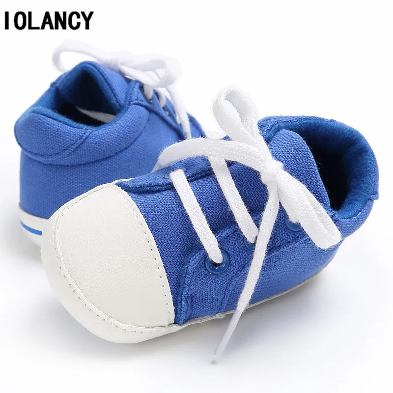 Baby Infant Shoes Lace Up Canvas Upper Cotton Outsoled First Walkers