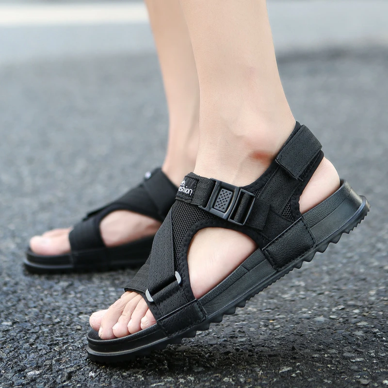 GOODRSSON Sandalias de estilo romano para hombre, chanclas planas con gancho y lazo, zapatos de gladiador para playa, calzado antideslizante impermeable para exteriores|Sandalias de - AliExpress