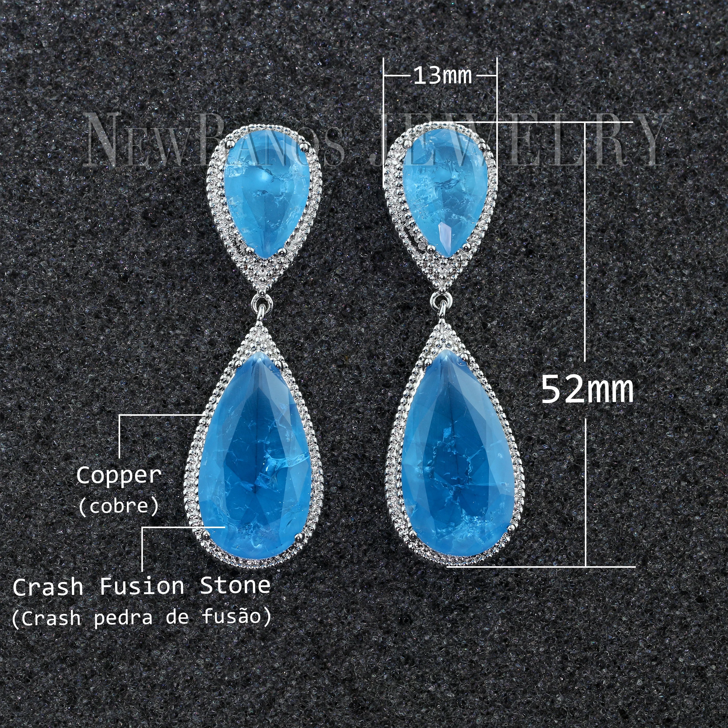Newranos, синие серьги в форме капли воды, натуральный камень, трендовые длинные серьги, массивные ювелирные изделия, модное ювелирное изделие EFX001524