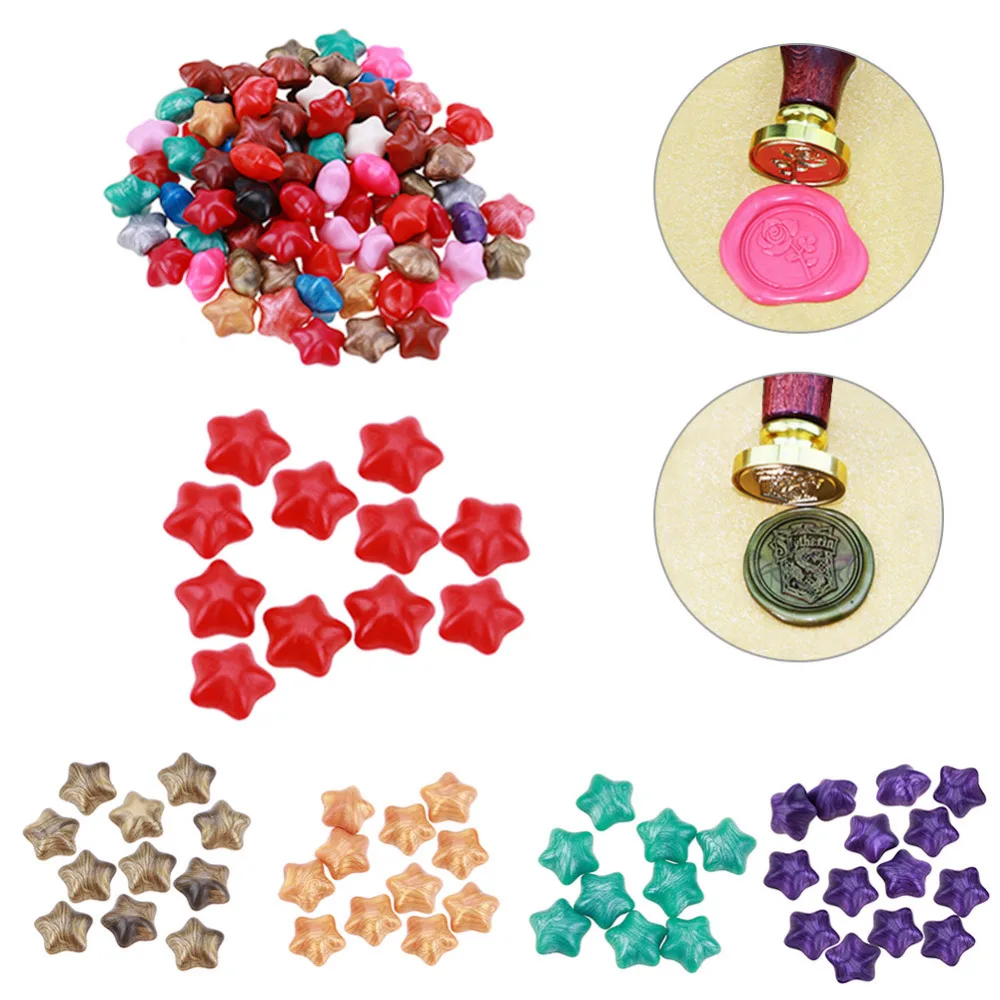 

100Pcs/Lot Retro Star Stamping Sealing Wax Beads Wax Seal Stamps for Envelope Documents Wedding Invitation Decorative Supply