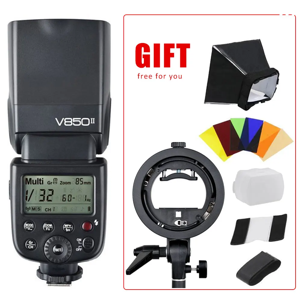 Godox VING V850II 2 4G HSS литий ионная Вспышка Speedlite с s образным кронштейном для Canon Nikon Pentax