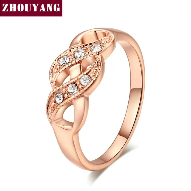 Top Qualità ZYR334 Onda a Forma di Rosa Color Oro Anello di Cerimonia Nuziale Cr Top Qualità ZYR334 Onda a Forma di Rosa Color Oro Anello di Cerimonia Nuziale Cr