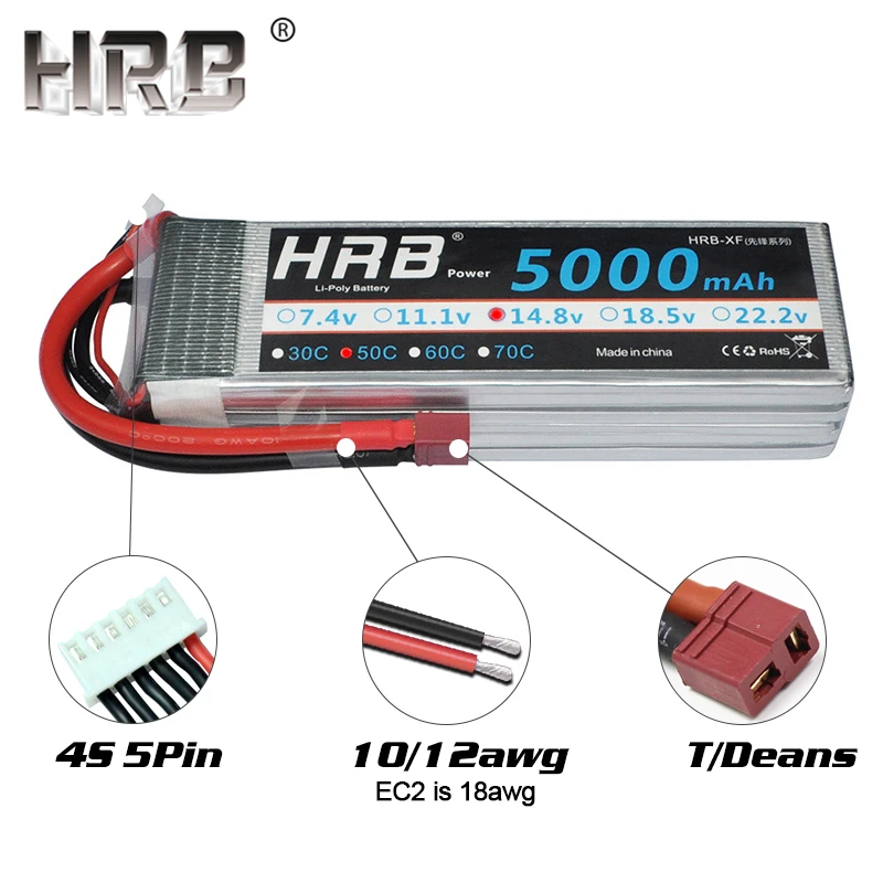 HRB 3S 4S 2S Lipo аккумулятор 11,1 V 14,8 V 7,4 V 5000mah 6000mah 3300mah 2200mah 2600mah 6S 22,2 V EC5 XT60 T Deans жесткий чехол Запчасти RC