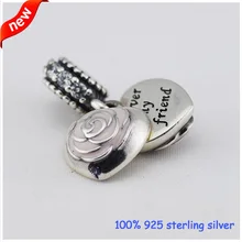 Сердце серебряные бусины с розовой эмалью Летний стиль стерлингового серебра 925 Подвески «сделай сам» оптом 09205