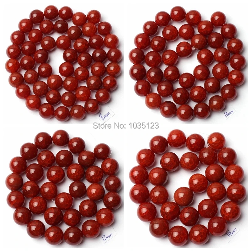

Free Shipping 6-20mm Natural Cracked Round Shape Red Color Stone Onyx Loose Beads Strand 15" DIY Creative Jewellery Making wj218