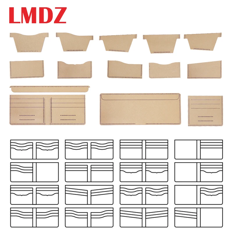 

LMDZ 13Pcs Acrylic Wallet Pattern Stencil Template Set Short Style money Clips Sewing Pattern Hard Kraft Paper Stencil Template