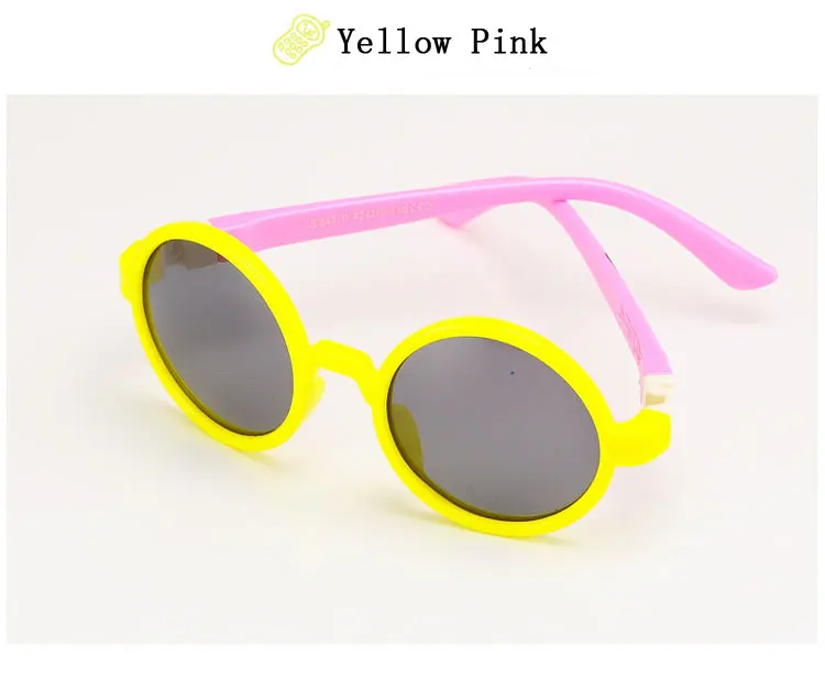 Ralferty винтажные детские круглые солнцезащитные очки поляризованные для мальчиков и девочек Солнцезащитные очки детские TAC гибкие круглые очки Oculos 847 - Цвет линз: Yellow Pink