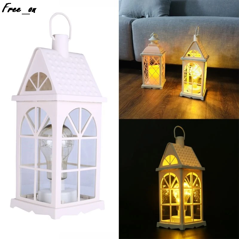

14" Tall Decorative Bulb Lantern 10-LED Copper Wire String Light Hanging Lamp For Courtyard