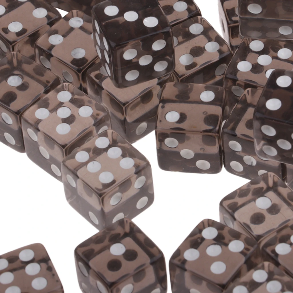 100pcs 6-sided Game Dice 15mm Dice for Board Games and Teaching Math Children Number Learning Teaching Camping Game