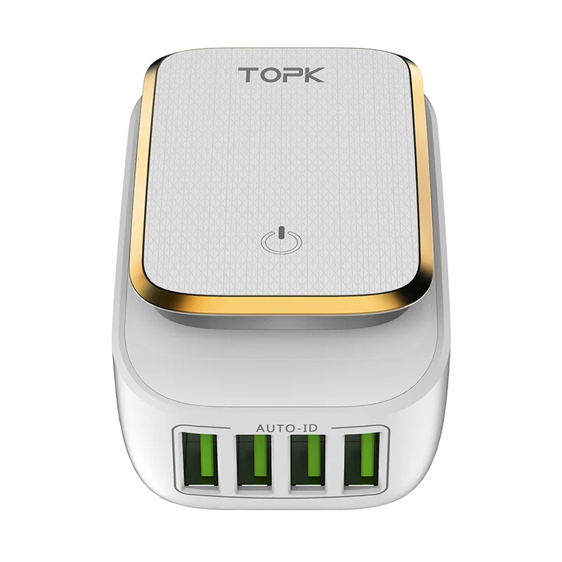 TOPK 4-Порты и разъёмы EU/US/UK/AU разъем 22W USB Зарядное устройство светодиодный светильник авто-ID заграничного паспорта сетевой адаптер Универсальный мобильный телефон Зарядное устройство