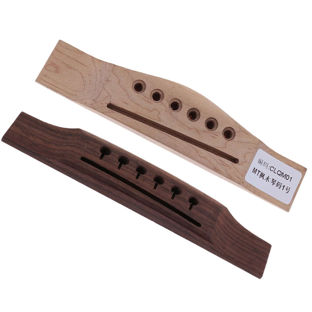 Tooyful Acoustic Guitar Rosewood Bridge W/ Maple Bridge Musical Instrument Accessory Left Handed Guitar Bridge 
