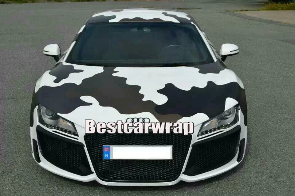 Pixel Camo Vinyl Auto Wrap Film Met Air Rlease DIY Arctic Sneeuw