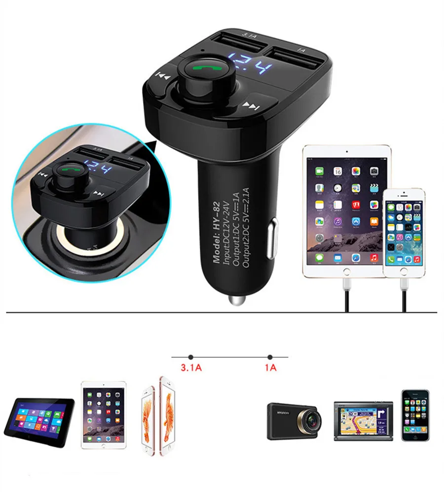 Супер Bluetooth автомобильный комплект, набор громкой связи, fm-передатчик, MP3 музыкальный плеер, 5 В, 4.1A, двойное USB Автомобильное зарядное устройство, телефон, поддержка Micro SD карты