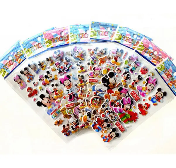 6 листов, новые Мультяшные наклейки с пузырьками, Микки, принцесса, автомобиль, Винни, животные, наклейки на стену s для детей, подарок, припухшая награда, наклейка на ноутбук - Цвет: Mickey 1