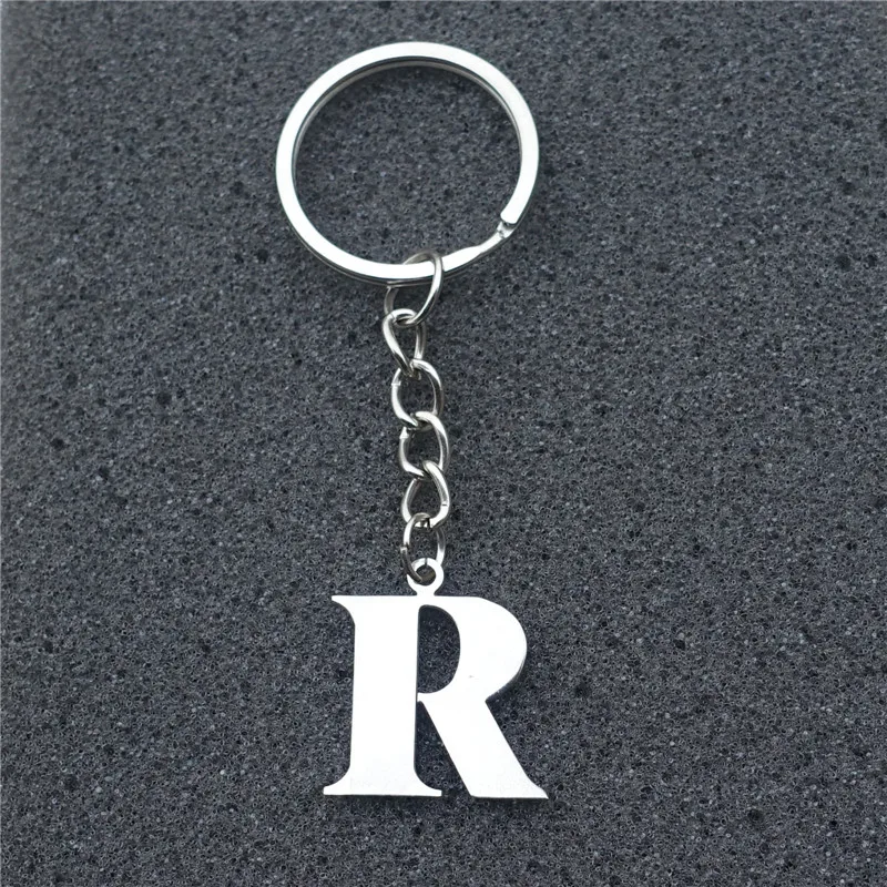 Fashion Letter Keyring Stainless Steel Alphabet R Keychain Unisex