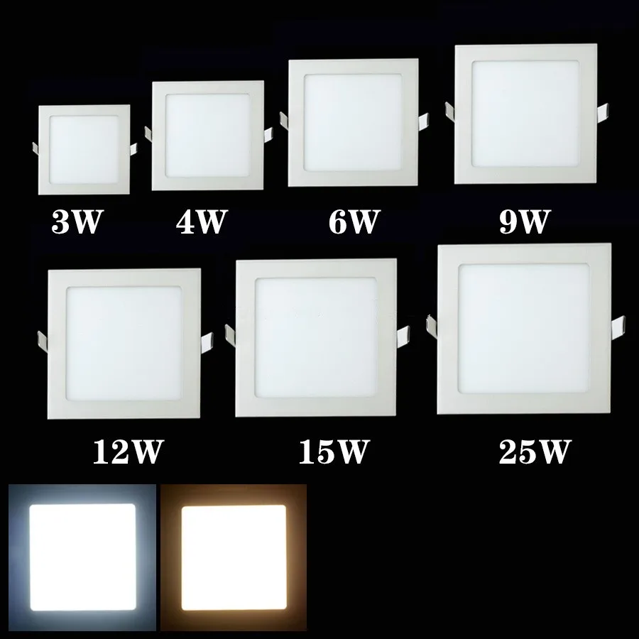 Ультра тонкий светодиодный светильник Встраиваемая лампа для кухни для ванной 85-265 в 25 Вт квадратный светодиодный потолочный светильник Теплый/натуральный/холодный белый
