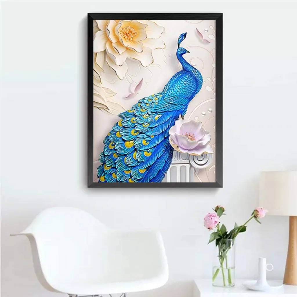 

5D DIY Diamond Painting Peacock Partial Round Handmad Mosaic Diamond Embroidery New Arrivals Christmas Decorations Home Decor