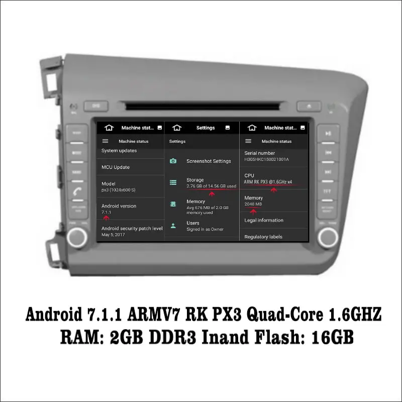 Excellent Liislee For Honda Civic LHD 2012~2015 Android 7.1 2G RAM Car Radio Audio Video Multimedia DVD Player WIFI GPS Navi Navigation 1