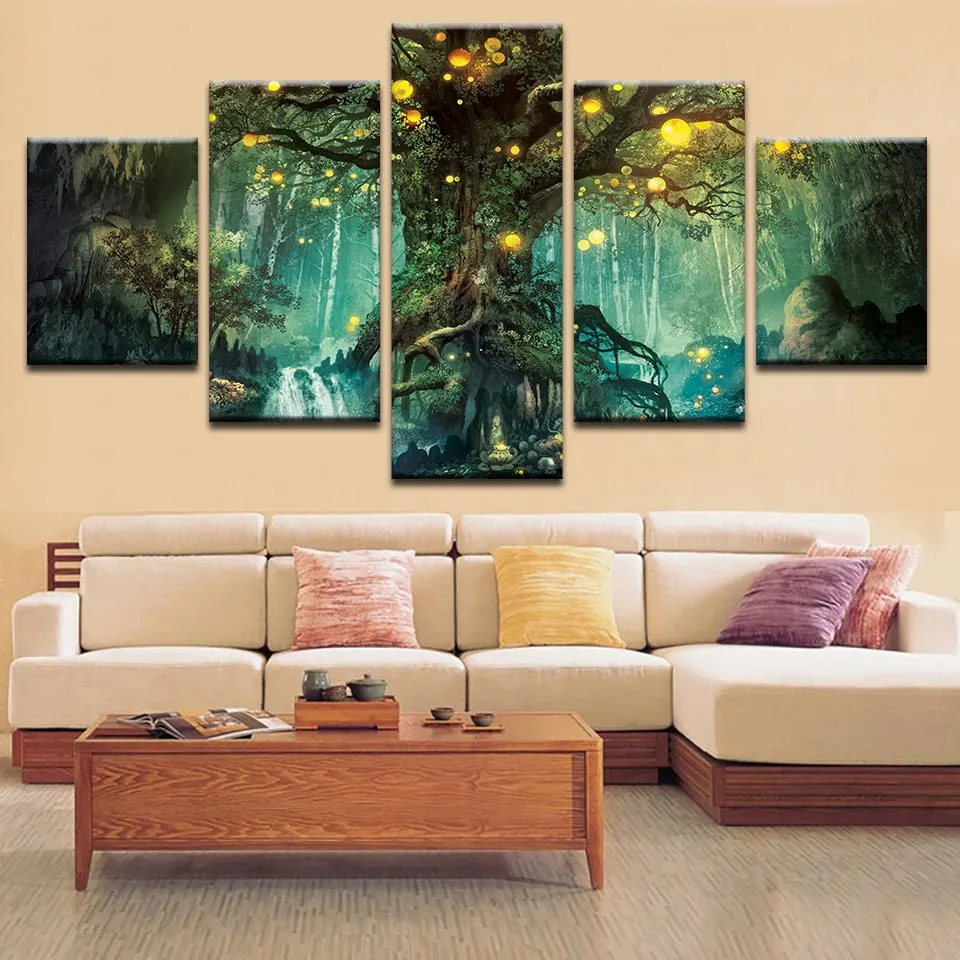 

Home Decoration Modern Canvas HD Printed Abstract Tree Landscape Wall Art Painting For Living Room Framed Modular Picture