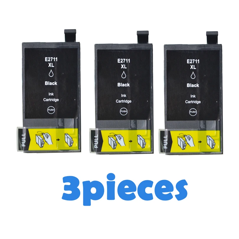 3 шт. черный T2711 для Epson чернильных картриджей T2712 T2713 T2714 рабочей силы WF-7110 WF-7610 WF-7620