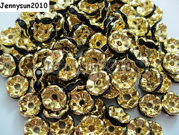 

200pcs/lot 5mm Top Quality Czech Ame-thyst Crystal Rhinestone Pave Wavy Rondelle Metal Spacer Loose Beads Jewelry