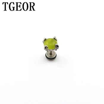 

free shipping illusion cheaters 20pcs Stainless Steel 6mm 4 point claw cat eye stone piercing fake plugs