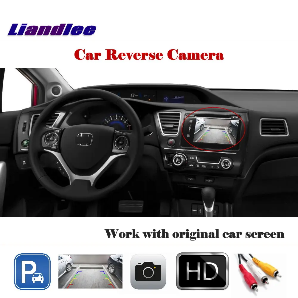 

Liandlee Auto Rearview Reverse Parking Camera For Honda Civic 2012-2015 / Rear View Backup Camera Work with Car Factory Screen