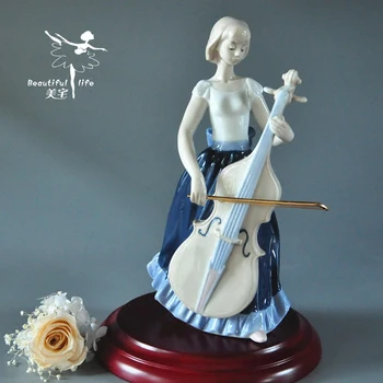 

European High-end Elegant Ceramic Crafts Cello Girl Ornaments Creative And Exquisite Valentine's Day Gifts Wedding Decoration